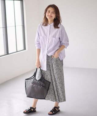 ANY ギンガムチェック巾着付メッシュトートバッグ ブラック