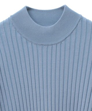 earth music&ecology シアースリーブリブハイネックプルオーバー Sax