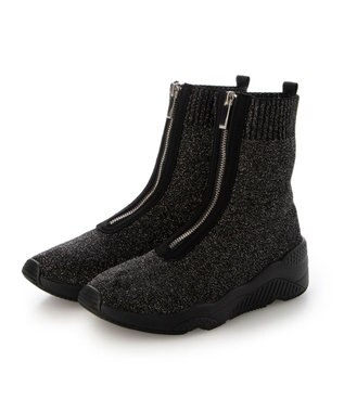 MODE ET JACOMO <carino>フロントジップニットブーツ ダークシルバー