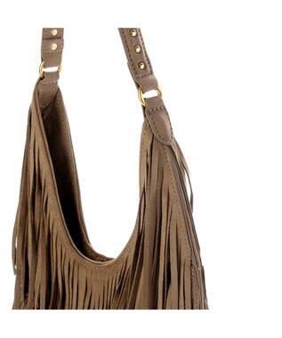 UNBILLION カシュカシュ cachecache / スエードフリンジセミショルダー ダークベージュ