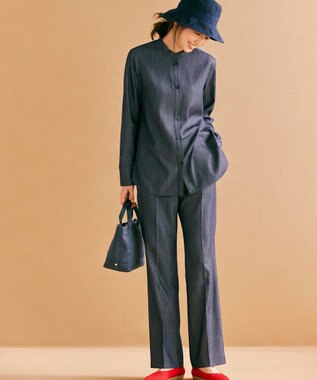 ICB L 【洗える】リアクティブソフトデニム　セミフレアパンツ インディゴ系