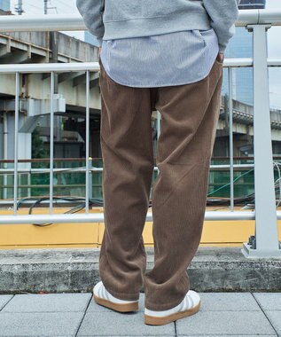 WEGO 【ウエストゴム/ユニセックス着用ITEM】コーデュロイイージーストレートパンツ ベージュ