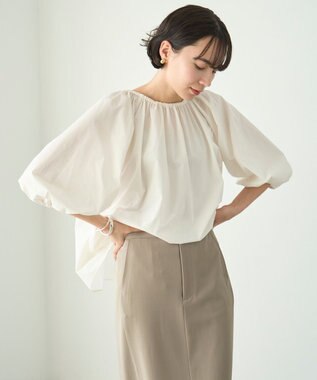 UNFILO FINE MOVE 2WAYギャザーブラウス オフ