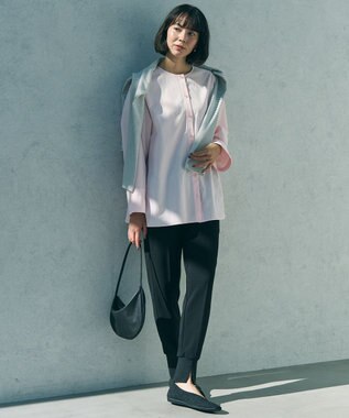 UNFILO 【WEB限定カラー】バックリボン イージーケアシャツ ピンク