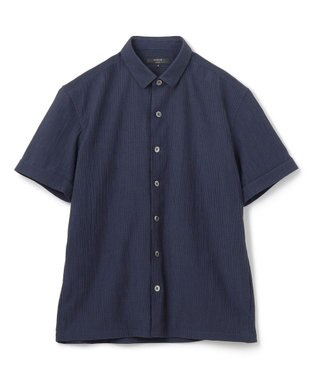 JOSEPH HOMME 新素材【通気性/洗える/ストレッチ】トリコワッシャーストレッチ　レギュラーカラー半袖シャツ ネイビー系