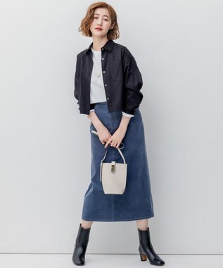 23区 L 【洗える/一部店舗限定】クロップド シャツ ブラック系