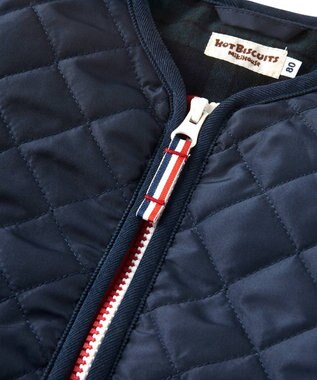 MIKI HOUSE HOT BISCUITS 【80-120cm】 抗菌・抗ウィルス ノーカラー キルティング 中綿ジャンパー 紺