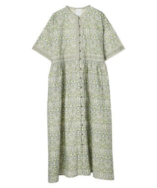 CRAFT STANDARD BOUTIQUE インド綿アラベスク柄ワンピース Green