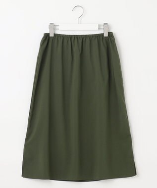 自由区 L 【洗える】ライトギャザーフレンチスリーブ ワンピース カーキ系