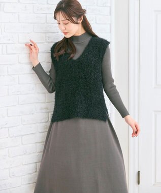 Feroux ジレ付きニット ワンピース グレー系
