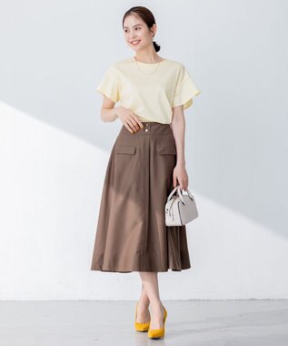 組曲 【洗える・涼感】シアーボイル スカート ダークブラウン系