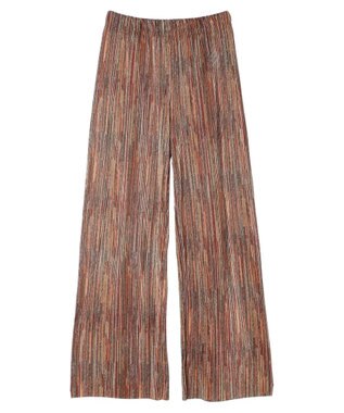 Green Parks セルフカットプリーツワイドパンツ Stripe Brown