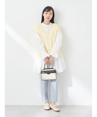 earth music&ecology ＳＥＴ２点Ｖネックベスト＋スタンドカラーチュニック Ivory