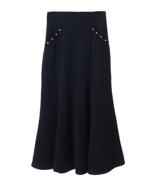 earth music&ecology パール付きマーメイドスカート Dark Navy