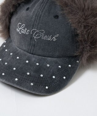 WEGO ラインストーンドッグイヤーキャップ ブラック