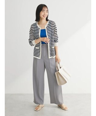 Green Parks 推しニット　クルーネックカーディガン Border