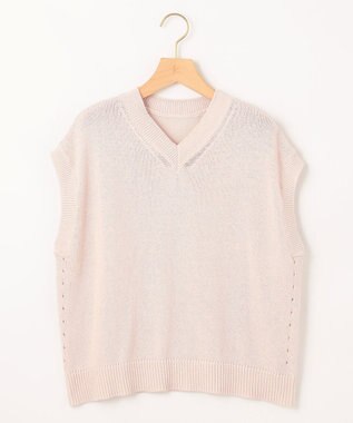 組曲 L 【WEB限定・前後着用可】コットンポリエステル杢プルオーバー ニット グレージュ系