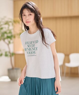 ANY フレンチスリーブロゴTシャツ トップグレー