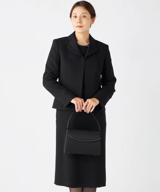 自由区 FORMAL 【高級トリアセテート素材】レベッカBSジョーゼット ジャケット+ワンピース ブラック系