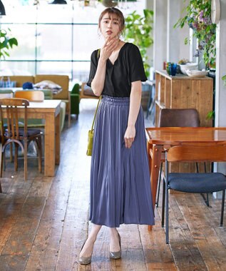 Tiaclasse 【洗える】シフォンフレアスリーブブラウス ブラック