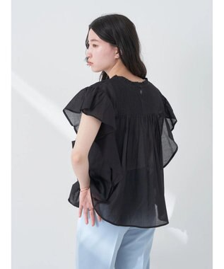 earth music&ecology コットンボイルフリルブラウス Black