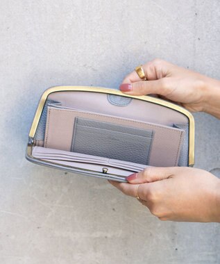 FOLNA RD ロング天溝がま口 財布 グレー