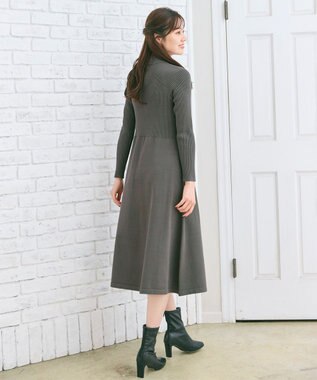 Feroux ジレ付きニット ワンピース グレー系