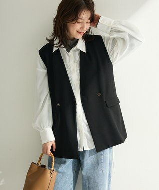 Green Parks Ｏ．洗えてストレッチ　Ｗボタンベスト Black