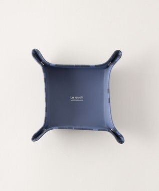 MIYABIYA La quoh with kirakaracho 角つなぎ プリントレザー レザートレー 瑠璃紺（ネイビー）