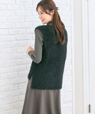 Feroux ジレ付きニット ワンピース グレー系