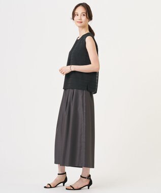 J.PRESS LADIES 【WEB限定】シアーチェック ノースリーブ カットソー ブラックチェック系