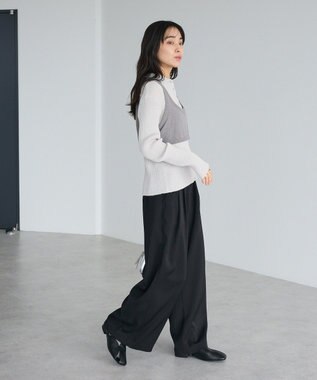 CRAFT STANDARD BOUTIQUE 2点セット/ベスト＋ハーフボタンリブニットトップ Light Gray