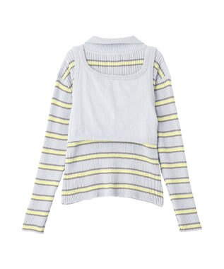 CRAFT STANDARD BOUTIQUE 2点セット/ベスト＋ハーフボタンリブニットトップ Light Blue