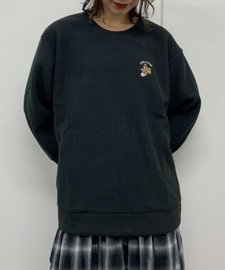 WEGO 【ユニセックス着用ITEM】ワッフルフリースOP刺繍クルートレーナー