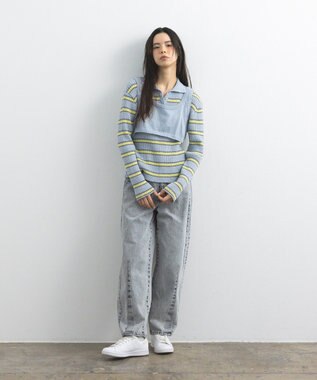 CRAFT STANDARD BOUTIQUE 2点セット/ベスト＋ハーフボタンリブニットトップ Light Blue