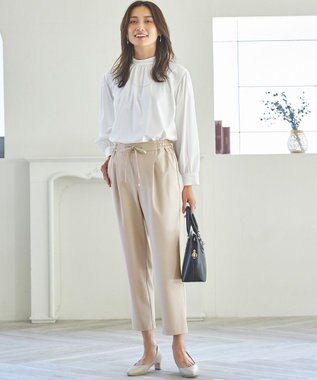 ANY 【ウエストゴム/ストレッチ/セットアップ可】イージィケアストレッチテーパードパンツ ベージュ