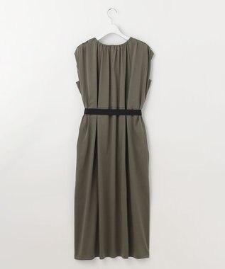 自由区 L 【洗える】ライトギャザーフレンチスリーブ ワンピース カーキ系