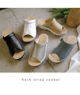 Pointer 本革 超軽量厚底サボサンダル ブラック