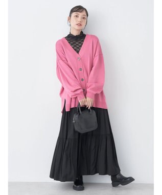 earth music&ecology サイドスリットルーズＶネックカーディガン Pink