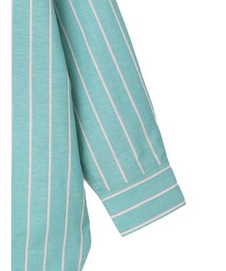 Green Parks 綿麻混オーバーサイズシャツチュニック Stripe Green
