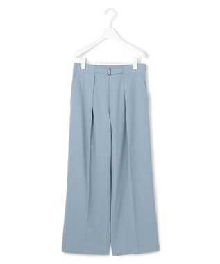 ICB 【洗える】ウール2WAYストレッチ ワイドストレートパンツ ブルーシェイド系