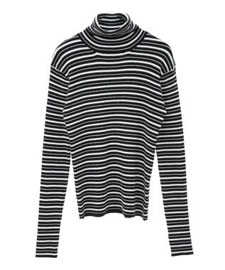 CRAFT STANDARD BOUTIQUE 洗える/とてもちリブタートルネックニットプルオーバー/24AW Border Black