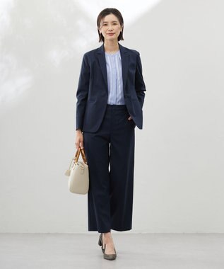 J.PRESS LADIES 【セットアップ対応・洗える・撥水】コットンFITTY ストレート パンツ ネイビー系