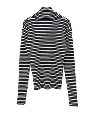 CRAFT STANDARD BOUTIQUE 洗える/とてもちリブタートルネックニットプルオーバー/24AW Border Black