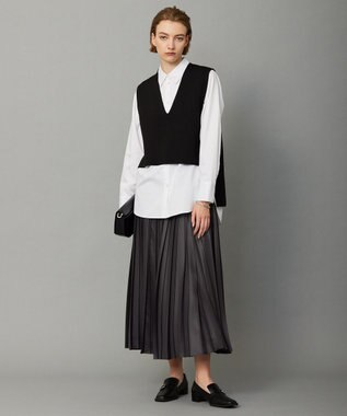 ICB 【洗える】レザーライクプリーツ スカート チャコール系