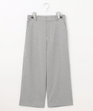 J.PRESS LADIES L 【洗える】シャークスキンハウンドトゥース セミワイド パンツ ブラックチェック系3