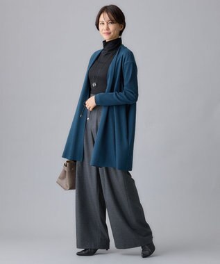 自由区 【洗える】ウールニットコンビジャージー ライトアウター リッツブルー系