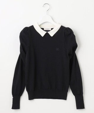 Feroux 配色襟パワショル ニット ブラック系