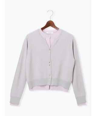 Te chichi 配色レイヤードカーディガン グレー