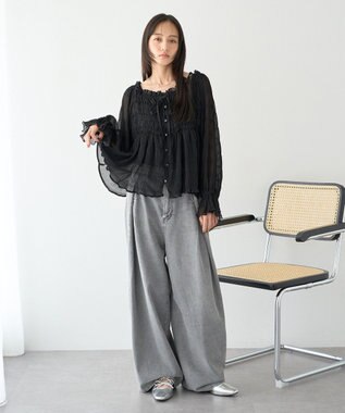 earth music&ecology カップ付レースキャミソール Black